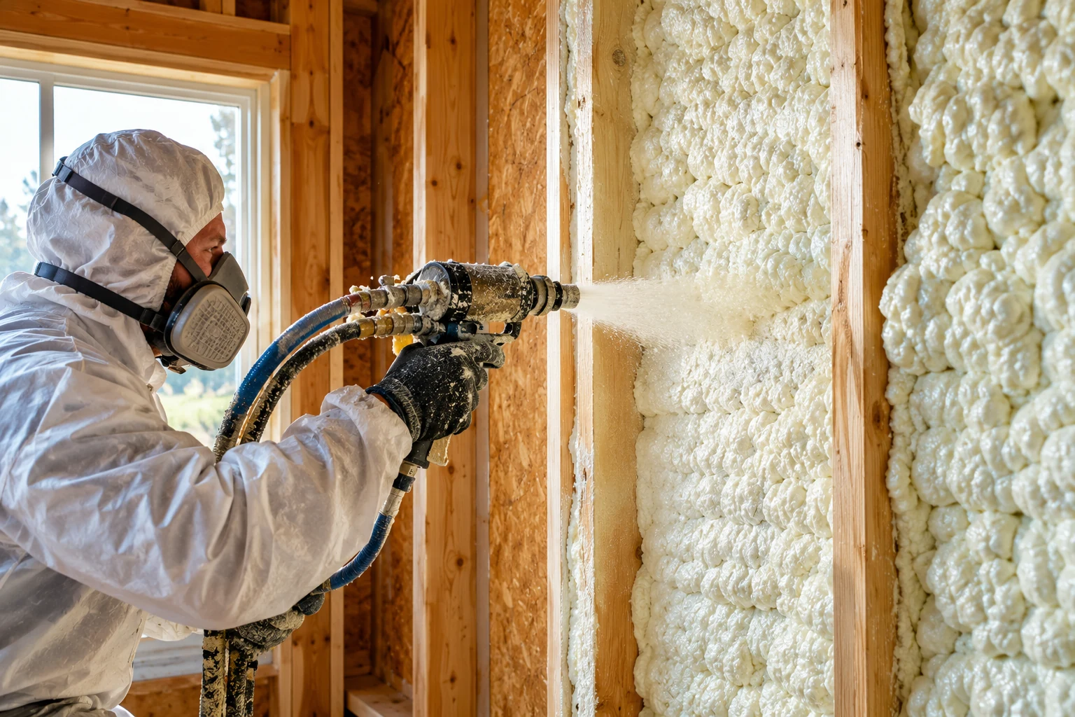 Residential spray foam insulation installation